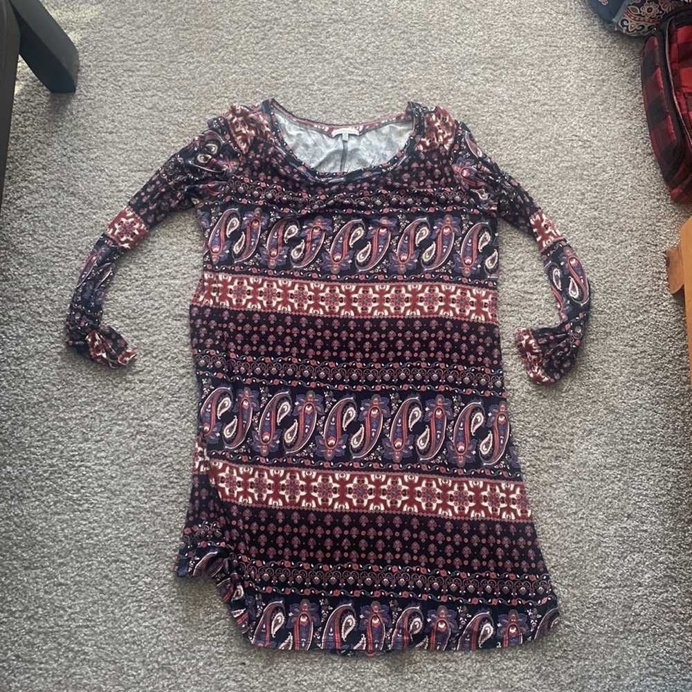 Tribal print long sleeve dress